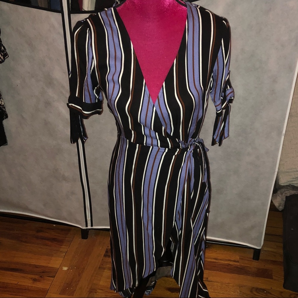 Striped Wrap Cotton Dress